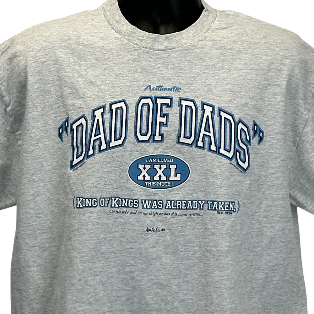 Vintage Y2Ks Dad of Dads Jesus T Shirt Kerusso Christ Christian Gray XL X-Large